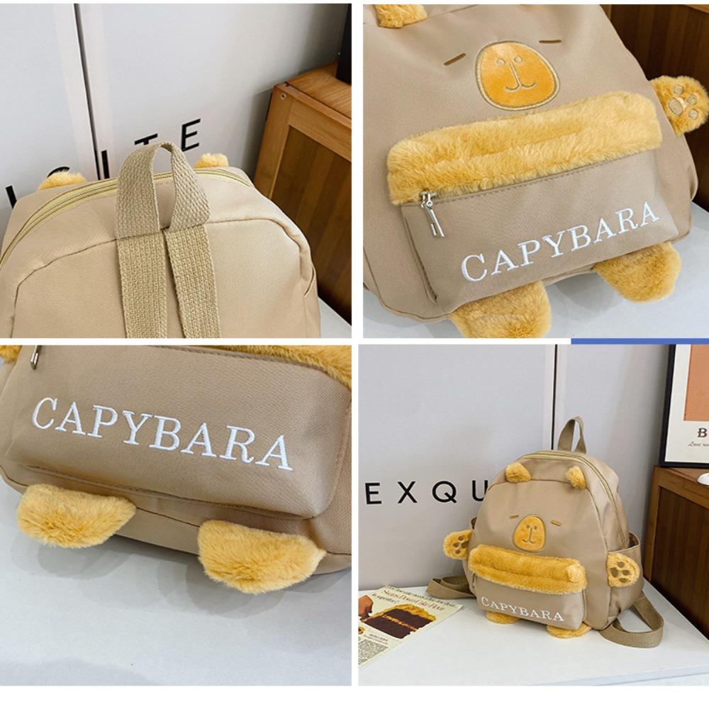Fashion Cartoon Capybara Plush Backpack Guinea Pig Plush Bag Shoulders Bag Casual Capybara Plush Bag Students School Bag