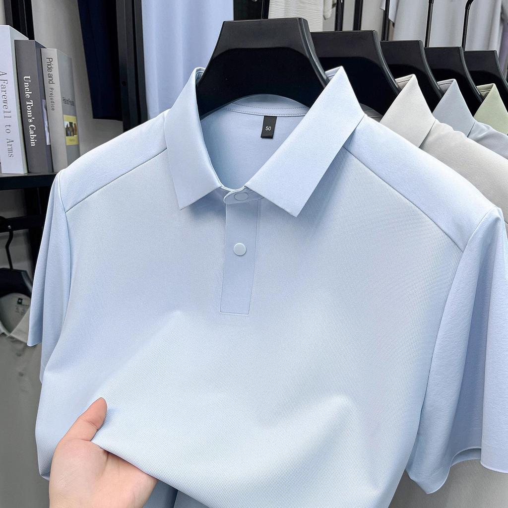 2026 Herren Sommer Kurzarm Kühl Sonnenschutz Poloshirt - Lässig und Vielseitig Einfarbige für Pendler mittleren Alters