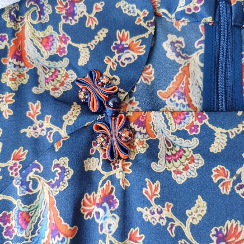 Sihui Yin Yue Summer New Arrival Women's Silk Dress Mulberry Silk Long Dress Cheongsam Court Style Elegant