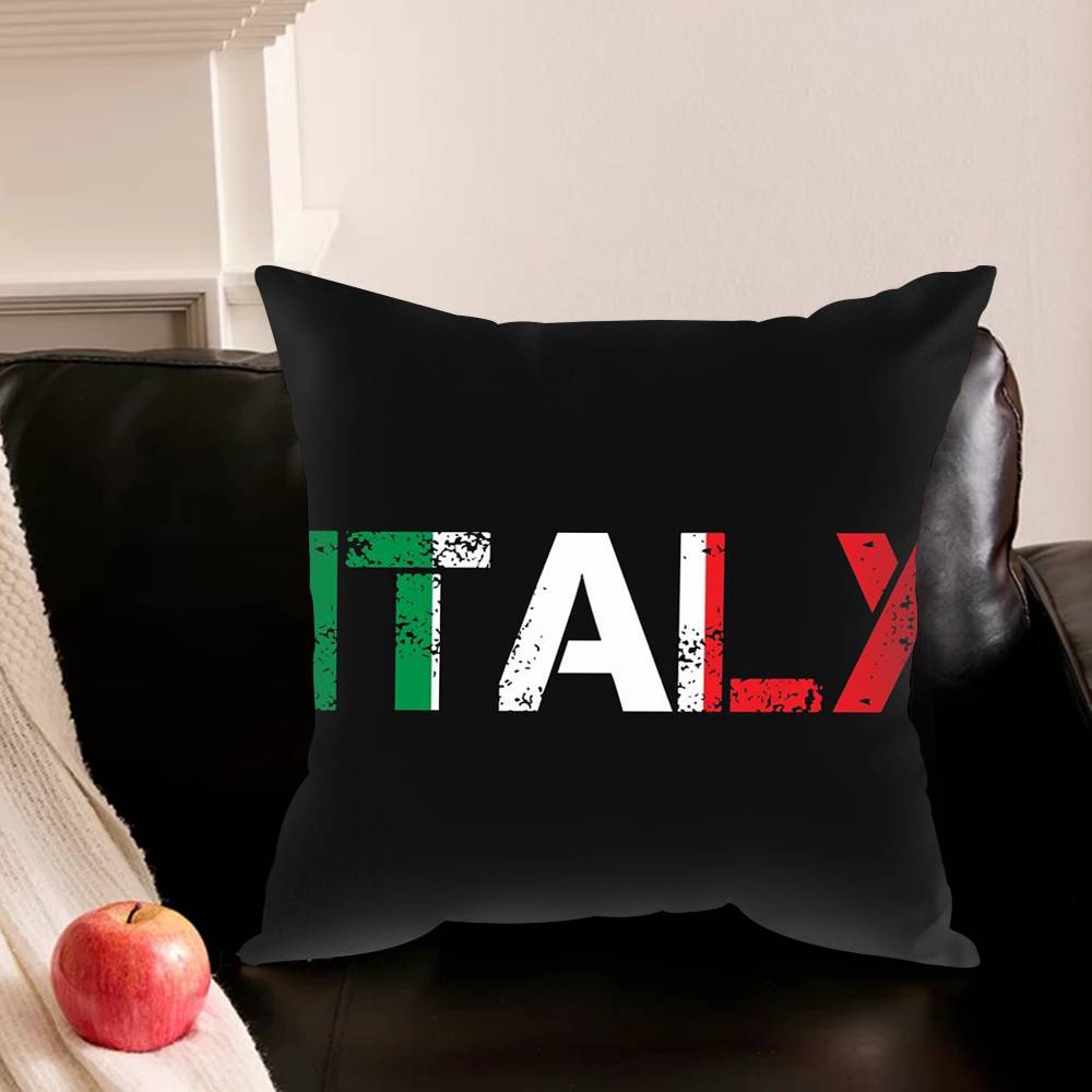 I-Italy Flag Pillowcase For Sofa Room Office Decor Printing Protector Cushion Cover Valentine Gift Custom