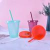 Creative Straw Cup Sequined Glitter Cup Colorful Coffee Juice Straw Mug  Simple Cute Net Red Plastic Bottom Outdoor Portable Cup