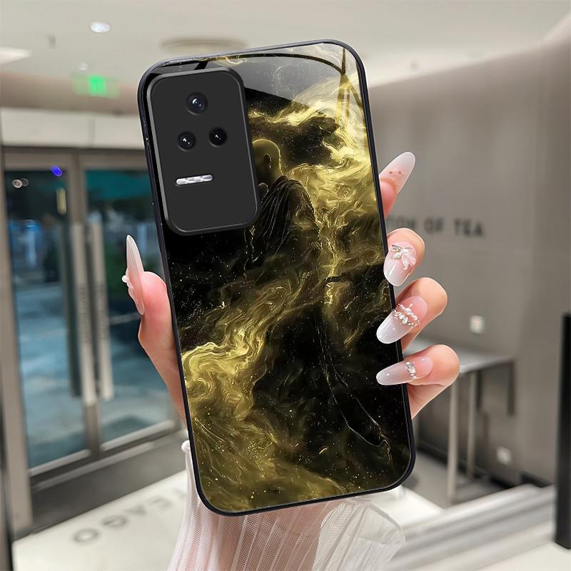 Beautiful Flower Cute Cats Case For Xiaomi Poco F4 5G / Redmi K40S Tempered Glass Phone Case Protective Back Cover Hard Shell