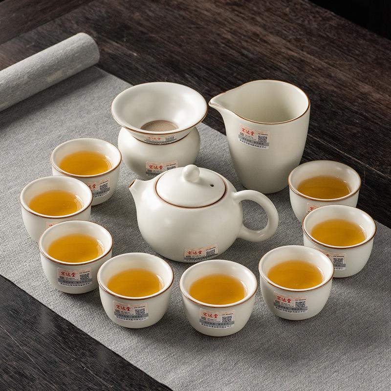 Topaz Ru Kiln Kung Fu Tea Set Gift Box Set Opening Film Raising Business Gifts High-end Master Handmade