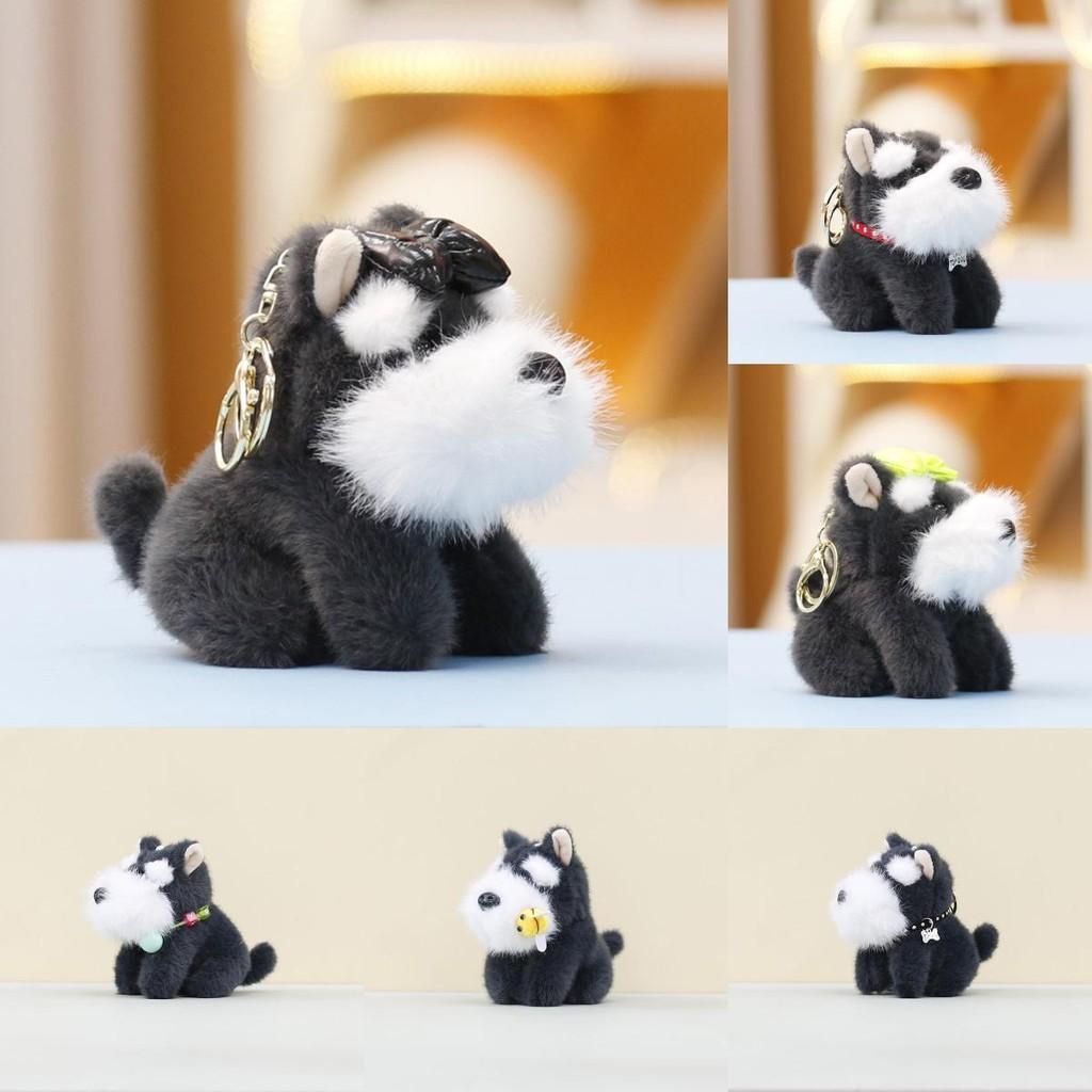 Schnauzer Cute Stuffed Animal Doll Keyring Pendant For Backpack And Car Decor