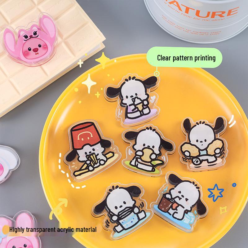Cute Cartoon Double-Sided Acrylic Memo Clips - Transparent Small Stationery Clips for Journals and Office Bills
