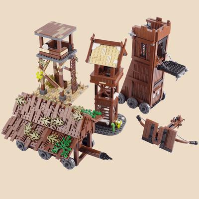 Medieval Military Scene Siege Hammer Arrow Tower Sentry Man Roman Soldier Small Particle Building Block Toy