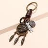 Eagle Pendant Vintage Leather Keychain - Men's Handmade Woven Accessory