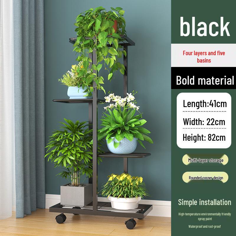Wrought Iron Multi-layer Flower Stand Shelf for Indoor and Balcony Plant Display