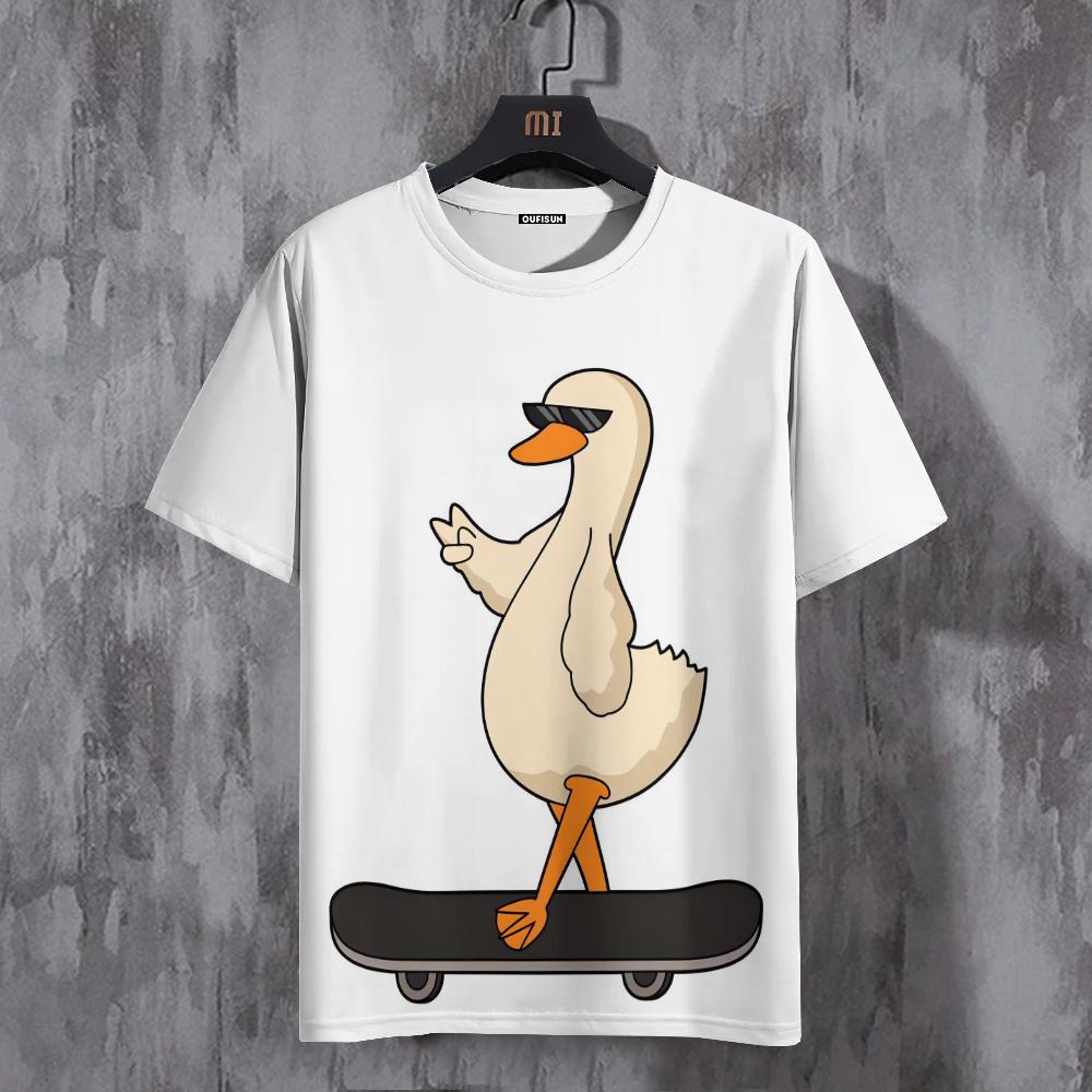 Tričko Pro muže Funny Duck Potisk Ležérní Sportovní Potištěný Posádka Výstřih Sportovní Košile Pulovr Krátké Rukávy Topy Pánské oversized oblečení