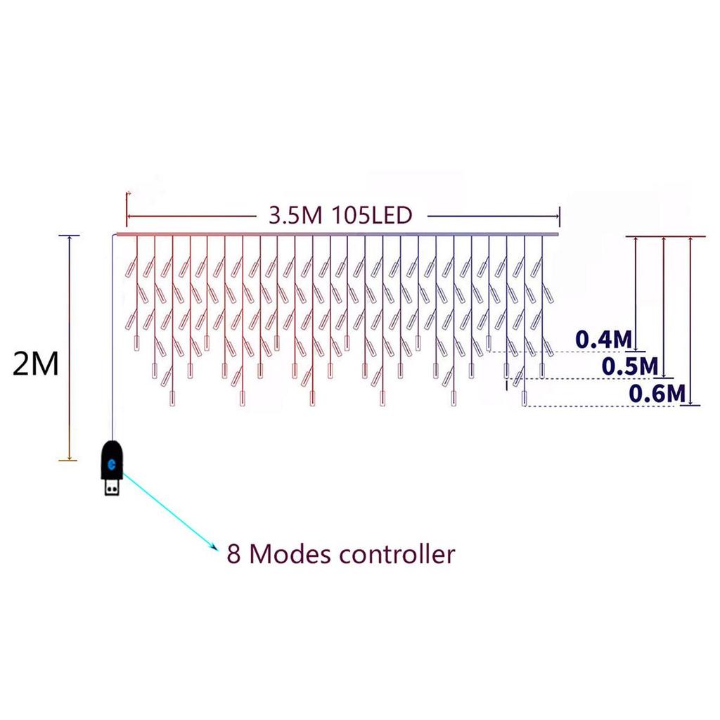 3.5M 105LED IJspegel String Feestverlichting Buiten Oranje+Paars Guirlande Voor Halloween Nieuwjaarsfeest Bruiloft Tuin Terras Decoratie