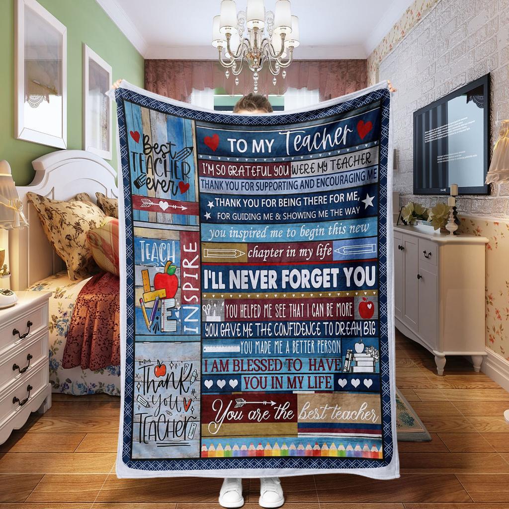 Family Message digital-printed polyester Bedroom velvet flannel soft sofa cover blanket Fleece soft sofa cover blankets for beds