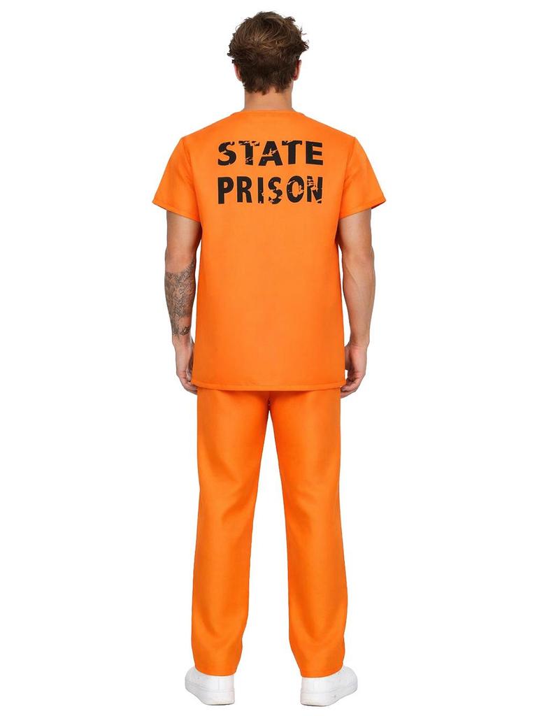 European-American Loose Orange Prisoner Jumpsuit for Halloween Cosplay