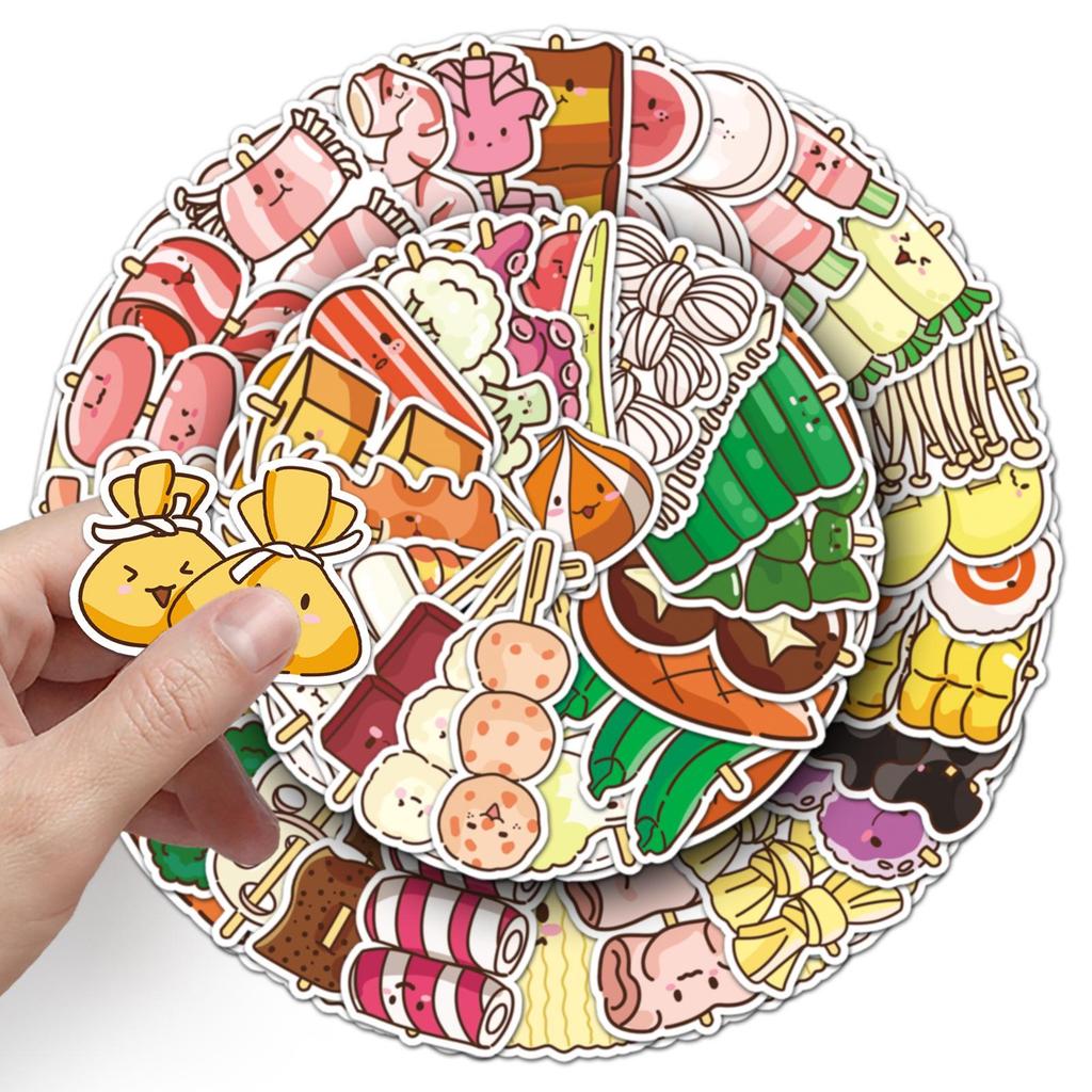 50 Cute Cartoon Oden Skewer Stickers - Waterproof Decoration for Computers, Thermos Cups, and Journals