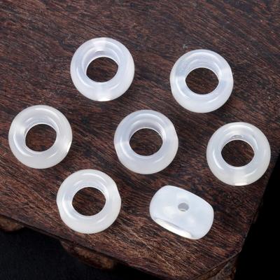 2 cuentas de piedra natural de ágata blanca con agujeros grandes para hacer joyas, collares, pulseras, pendientes, accesorios