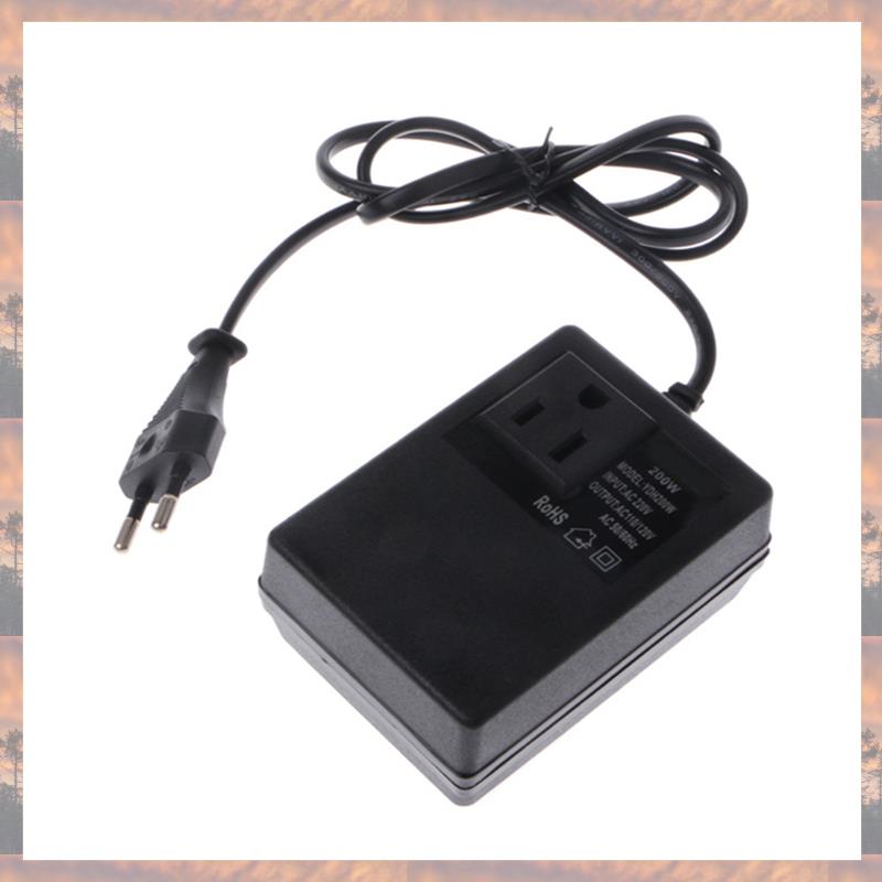 

2025 Trend 200W AC 220V To 110V Reduce Transformer Convert Travel Power EU Plug Adapter чорний