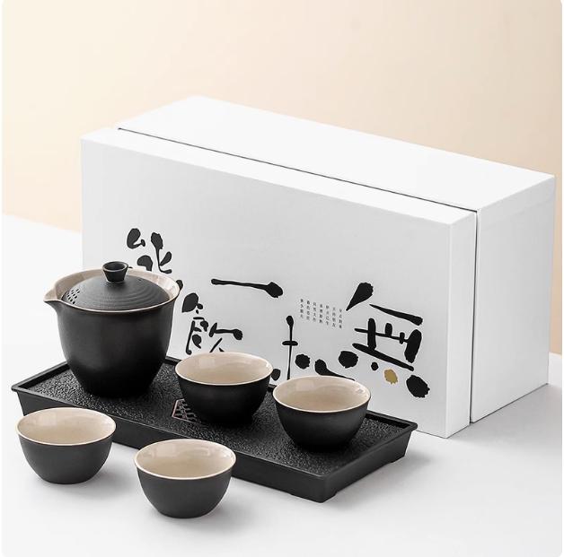 Travel Tea Set Quick Cup Portable Camping Outdoor Travel Brewing Tea Cup One Pot Three Cups Teapot