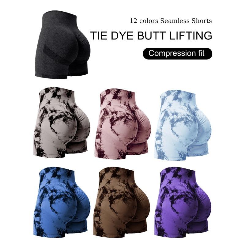 

Butt Lifting Tie Dye Summer Shorts Woman High Waist Stretch Sport Shorts Outdoors