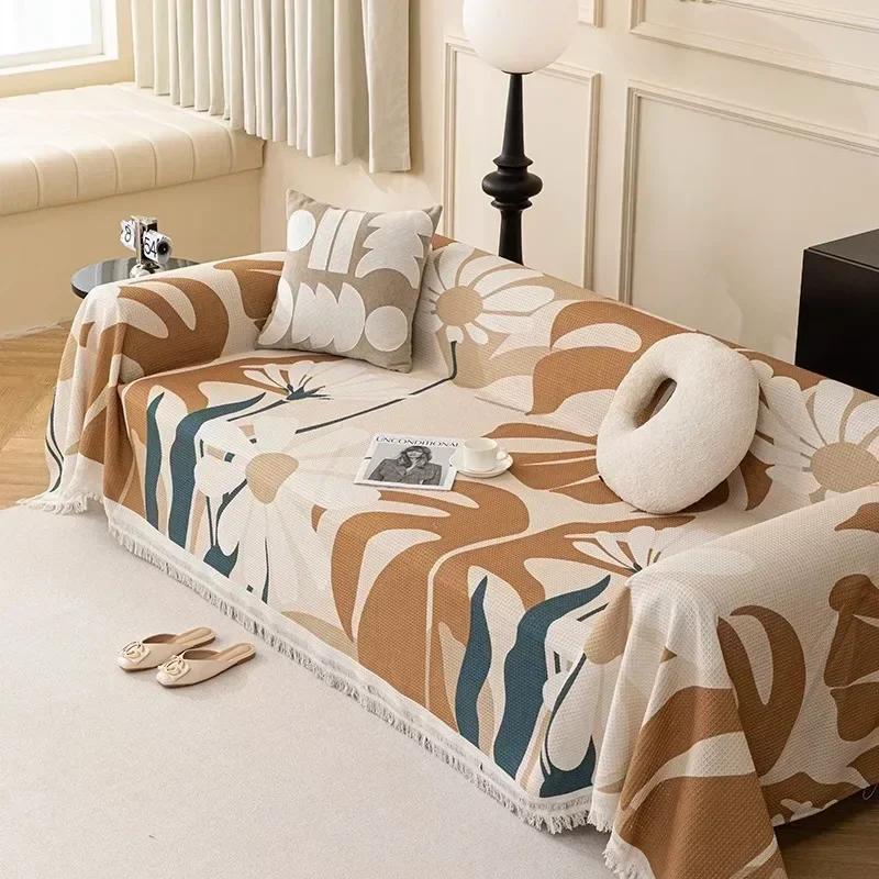 Nordic Sandstorm Hair Towel Four Seasons Universal Cotton Hemp Sofa Blanket Simple And Modern All-Around Sofa Cover Couch