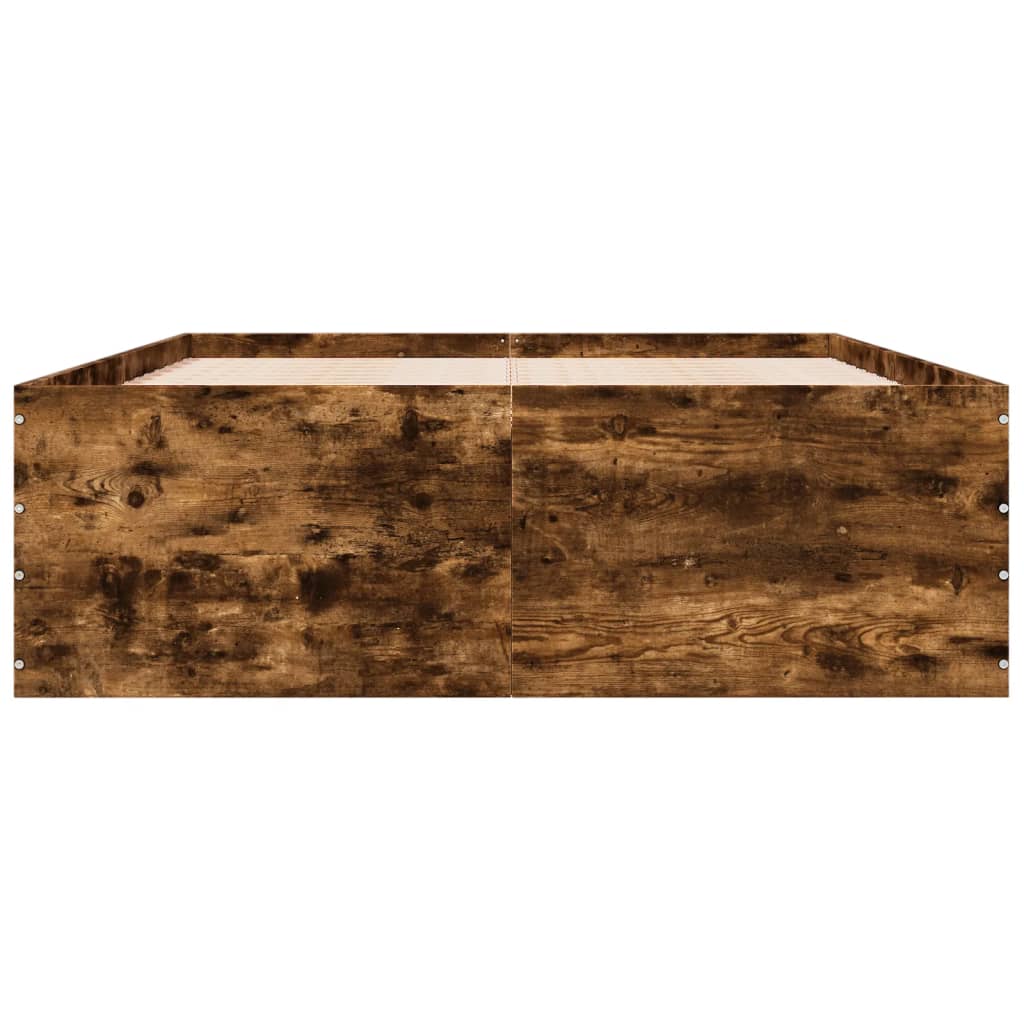 Bed Frame Smoked Oak 120 X 190 Cm Engineered Wood