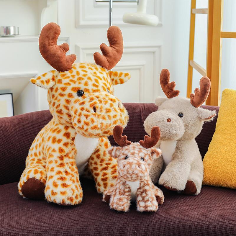 Cute Elk Plush Toys Children's Comfort Doll Claw Machine Zoo Souvenir Sika Deer