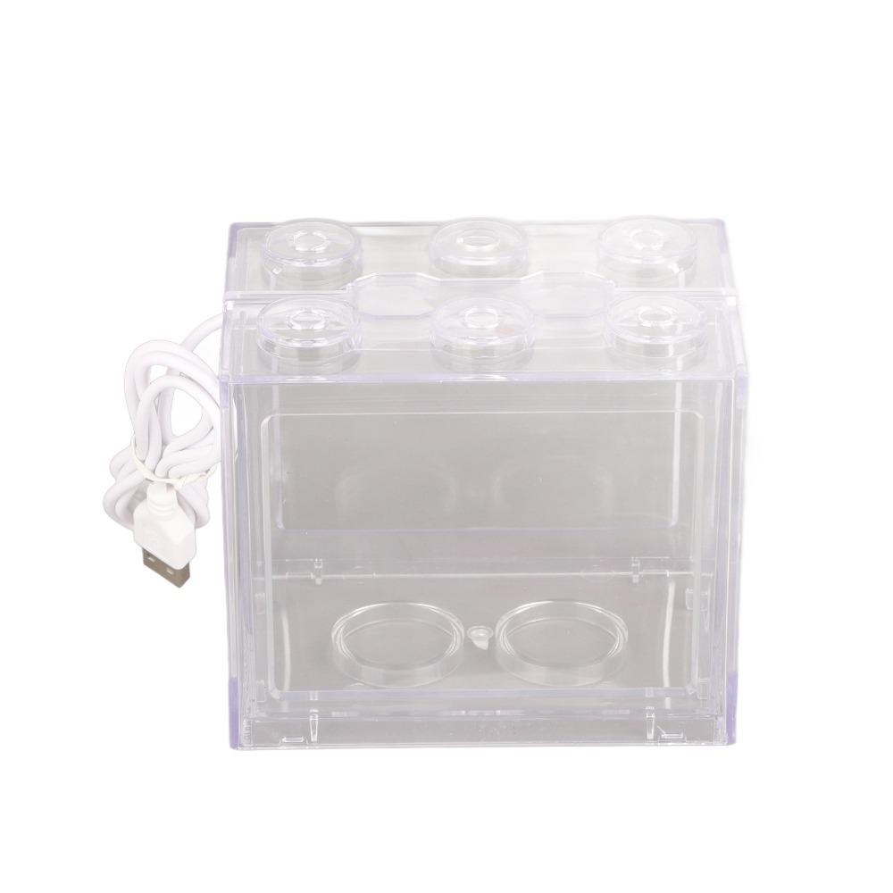 Mini-Größe Mini-Aquarium Mikrolandschaft Kunststoff USB LED-Licht Dekolicht Überlagertes Design Desktop-Aquarium
