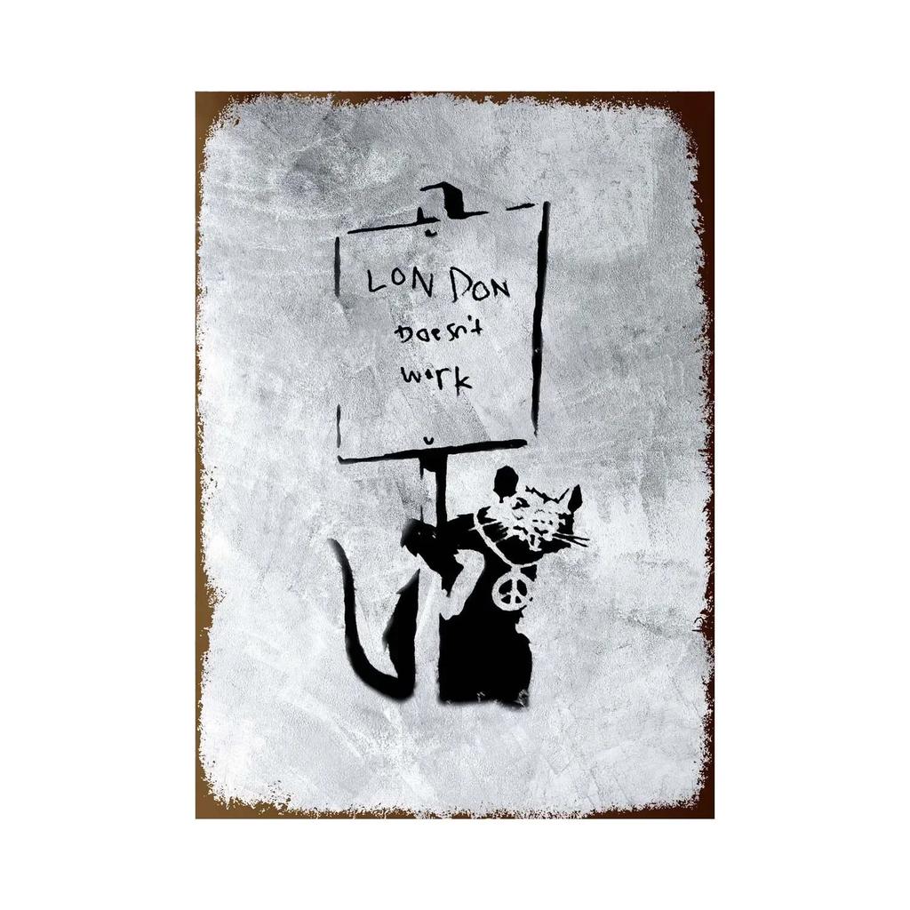 Banksy Graffiti Art Metal Tin Sign Poster Street Wall Painting Love Little Boy Poster Living Room Corridor Bar Home Decoration
