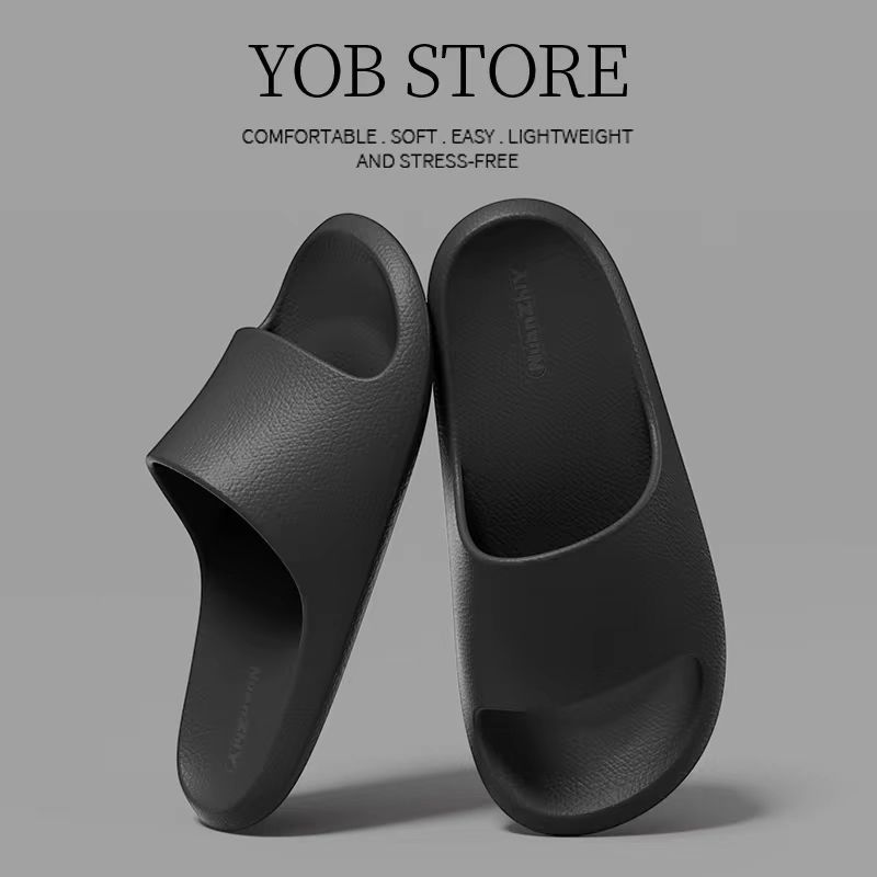 Leather pattern cool slippers thick bottom men's and women's home non-slip bathroom non-smelly feet home indoor summer