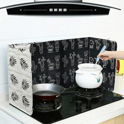 Spritzschutz zum Kochen, moderner Blätterdruck, faltbar, hitzebeständig, antihaftbeschichtet, 3-seitig, für die Küche, zum Braten, Herd