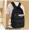 Large Capacity Nylon College Style Backpack For Men And Women High School Students Couples White