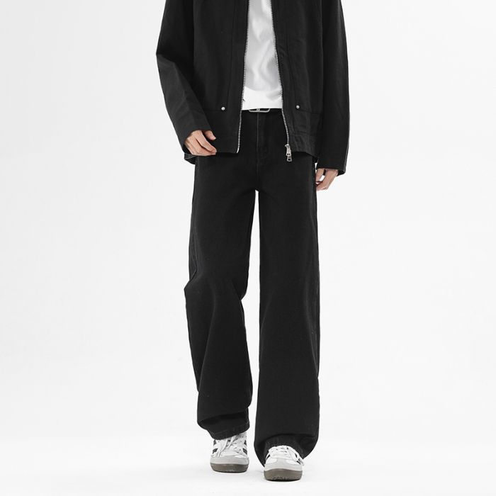 American High Street Trendy Brand Loose Straight Jeans Men's Four-season Trendy Versatile Wide-leg Drape Casual Trousers
