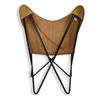 Camel Color Genuine Buff Leather Butterfly Chair - Comfortable Arm Rest Living Room Butterfly Chair – with Black Powder Coated Iron Stand