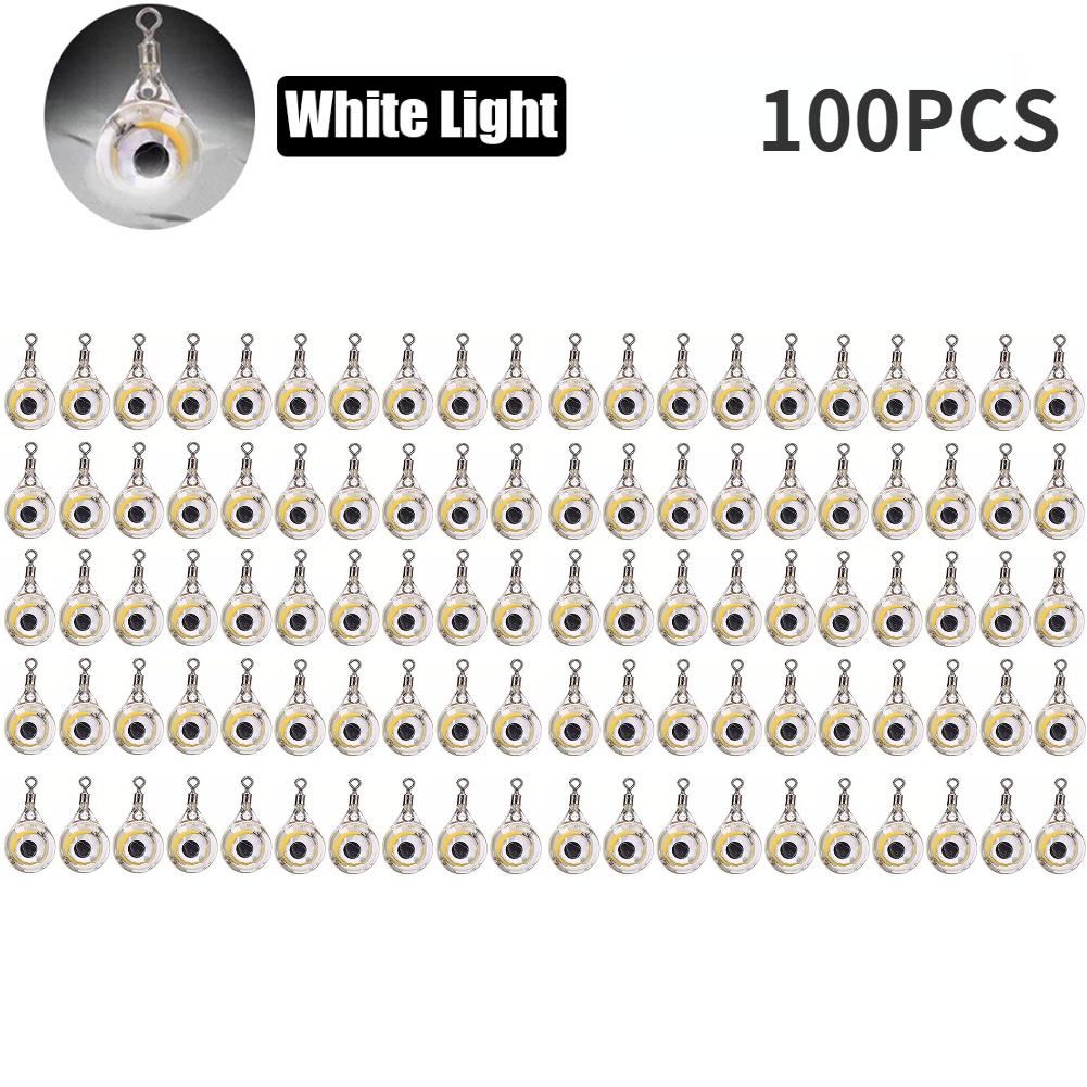 10-200pcs Mini Fishing Lure Light LED Deep Drop Underwater Eye Shape Squid Fish Bait Luminous Lure for Attracting Fish