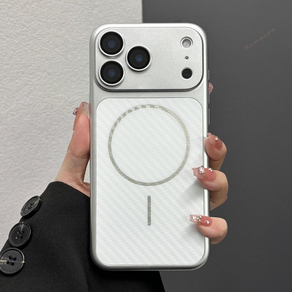 

Official Magnetic Phone Case For iPhone 17 13 14 15 16 17 Pro Max Air 17Pro Magsafe Carbon Fiber Shockproof Hard Protector Cover For iPhone 17Air