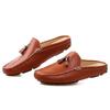 Summer Slippers Men's Shoes Casual Genuine Leather Half Shoes Slip On Loafers Men Breathable Tassel Driving Flats Man Moccasins