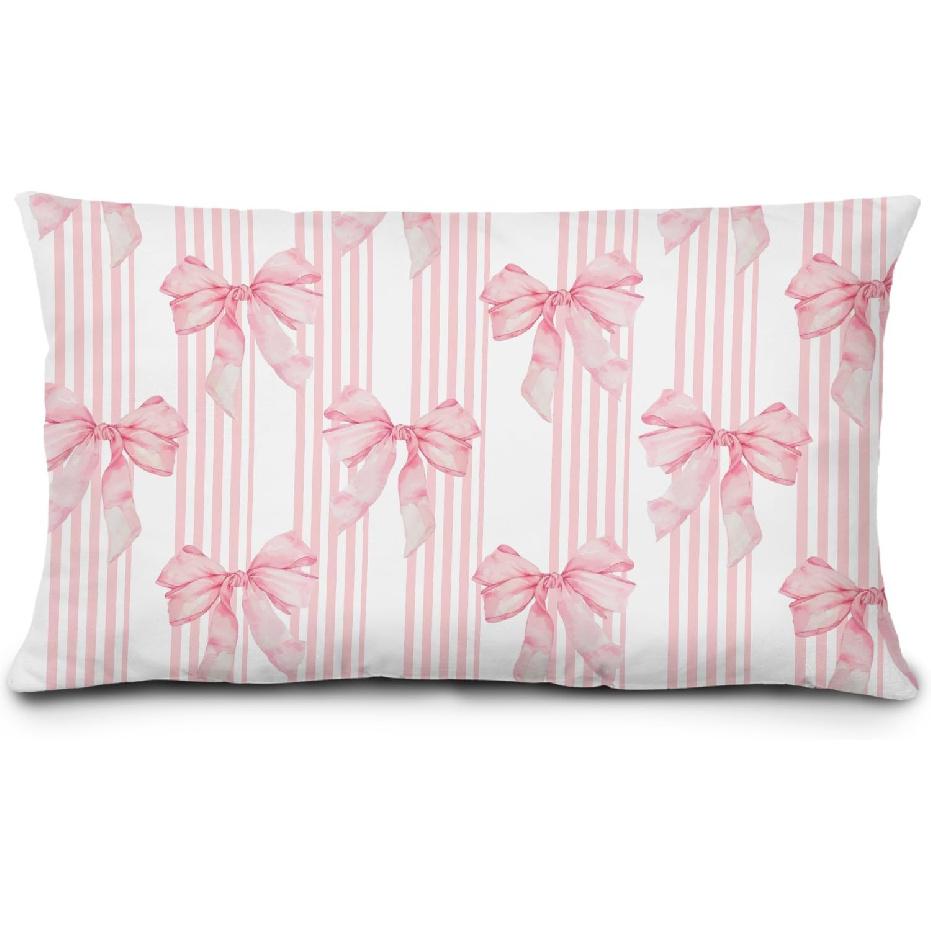 Preppy Lucky 8 Ball Pillow Covers 12x20, Pink and Black Room Decor, Funky Retro 8 Ball Y2k Aesthetic Lumbar Throw Pillow Covers for Girls Bedroom