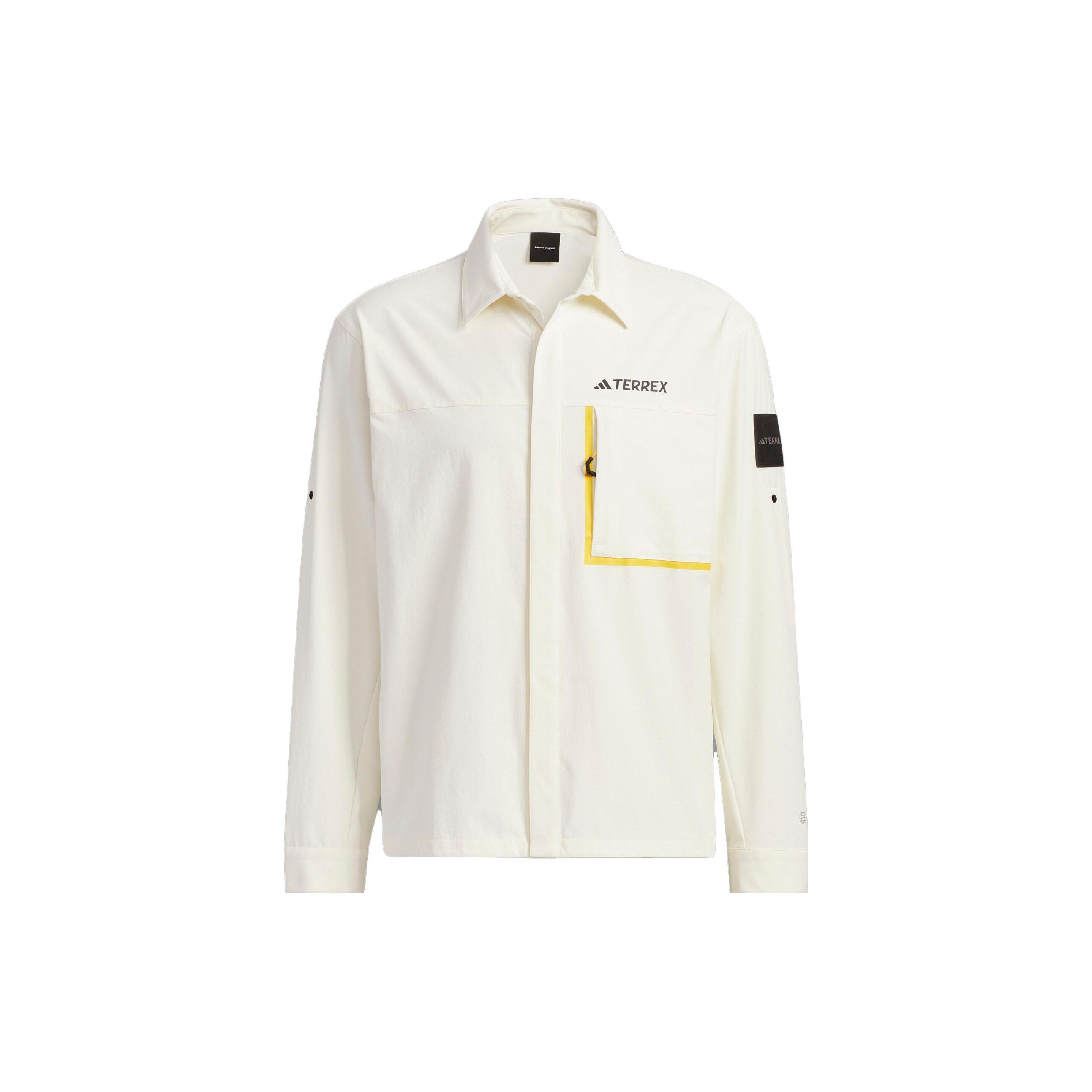 

Adidas X Коллаборация National Geographic Спорт на открытом воздухе Принт букв Поло с длинным рукавом Мужские рубашки Нефритово-белый IC1985 XL