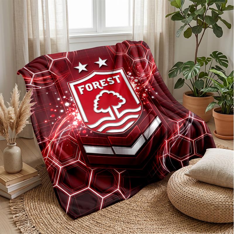 Coperta in Flanella con Stampa Calcio Nottingham Forest, Coperta Morbida Calda Leggera per Divano Letto Campeggio