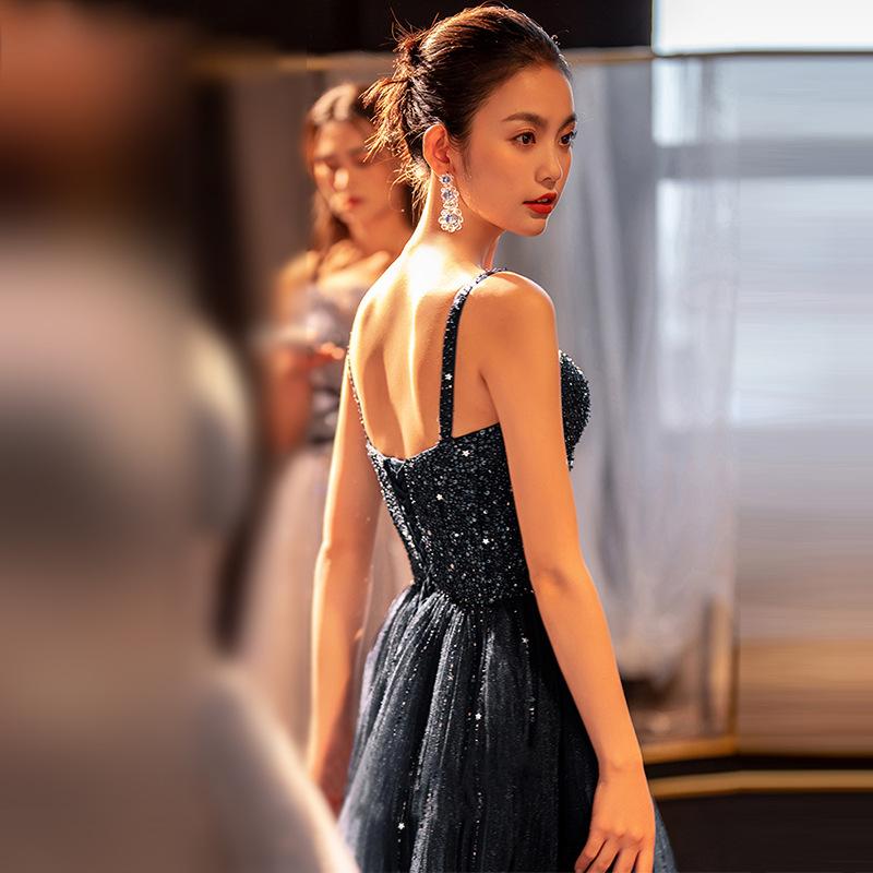 Starry sky series evening dress haute couture light luxury temperament niche new annual meeting host dress female long
