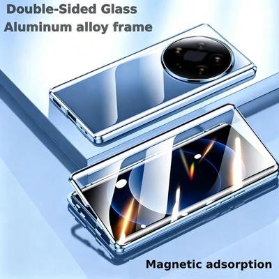 Capa para Xiaomi 15 14 Ultra com Vidro Temperado Dupla Face e Moldura de Metal Para-choques de Telefone Cobertura de Proteção Completa da Lente