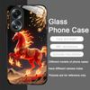 Stylish Chinese-Style Red Horse Print Tempered Glass Phone Case for OPPO Realme 14 13 12 11 10 Pro Plus GT Neo 3 2 X7 Pro Cover