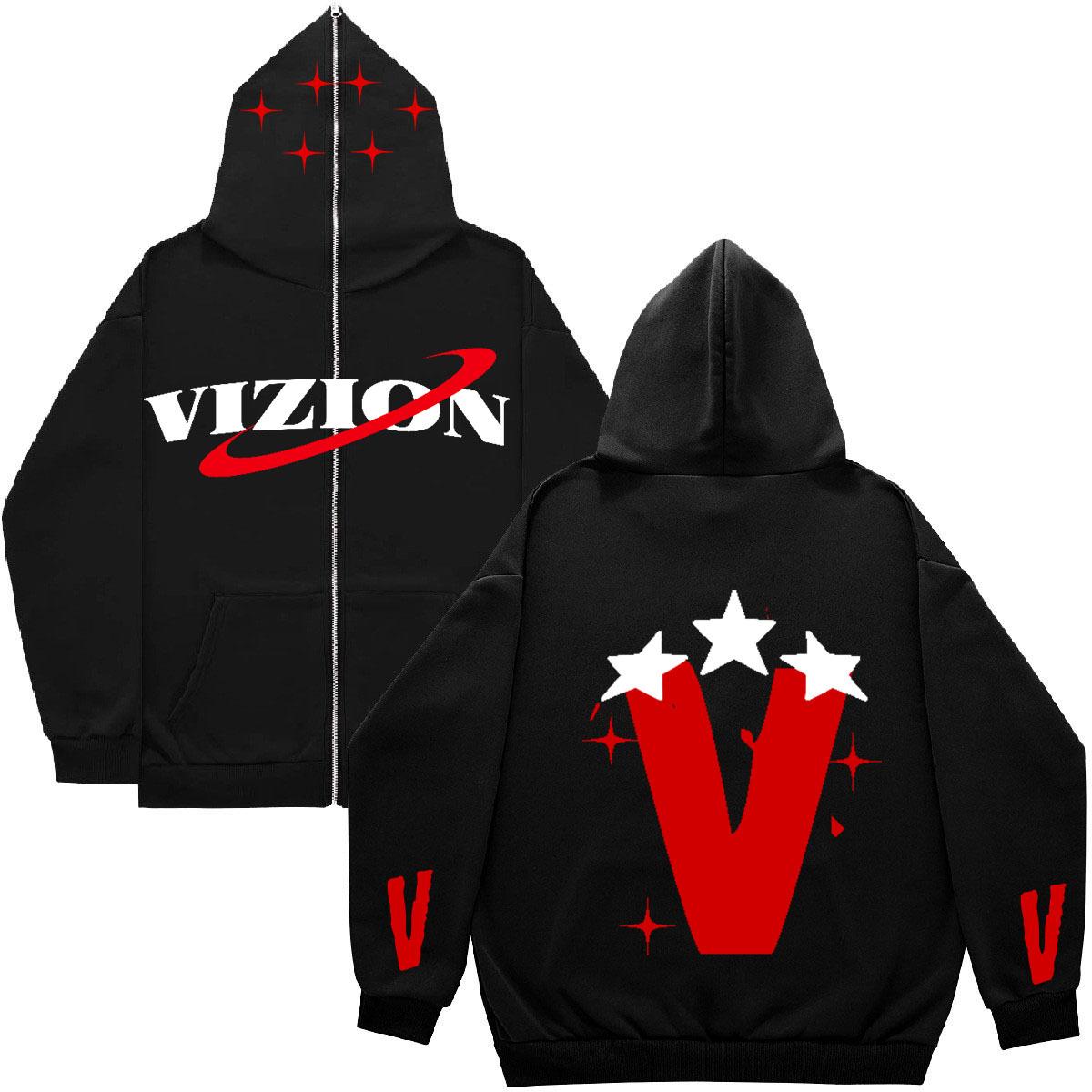 Full face zipper sweater American retro hoodie 2023 street trendy men s jacket oversize hoodie S