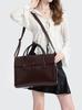 Echte Leder Aktentasche Damen Luxus Mode Vintage Büro Business OL Schulter Seitlich 14 Zoll Laptop Messenger Tragbare Tasche