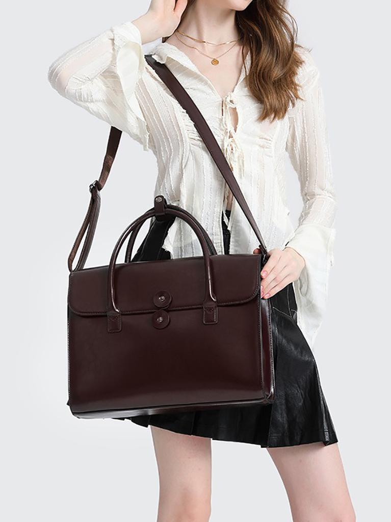 Echte Leder Aktentasche Damen Luxus Mode Vintage Büro Business OL Schulter Seitlich 14 Zoll Laptop Messenger Tragbare Tasche