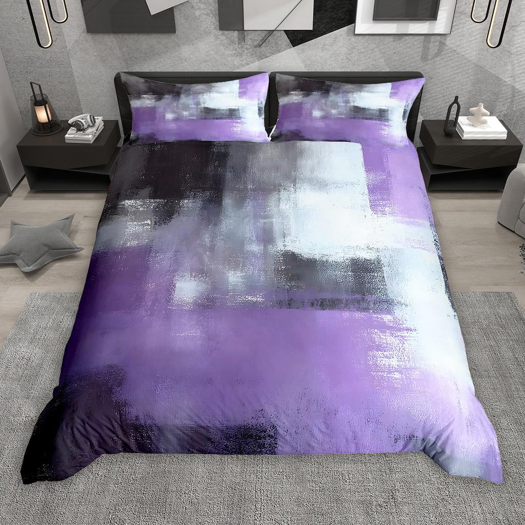 Homewish Watercolor Ombre Aesthetic Duvet Cover Set 2pcs/3pcs, Graffiti Oil Painting Bedding Set, Modern Gradient Bed Set