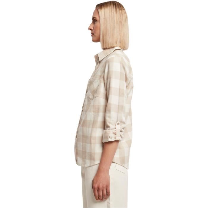 Chemise en flanelle à carreaux femme Urban Classics Turnup - blanc - XS