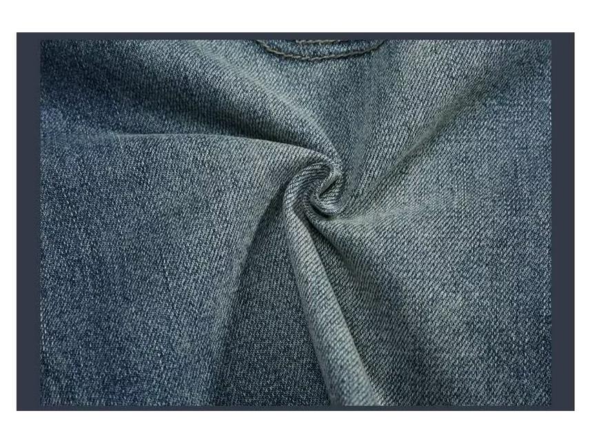 Men's Retro Washed Distressed Denim Shorts - Loose, Elastic Waist, 5-Point Straight Fit for Summer Trend