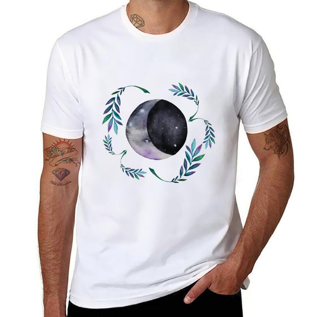 Floral Moon TShirt Basic Simple Casual Short Sleeve Tee