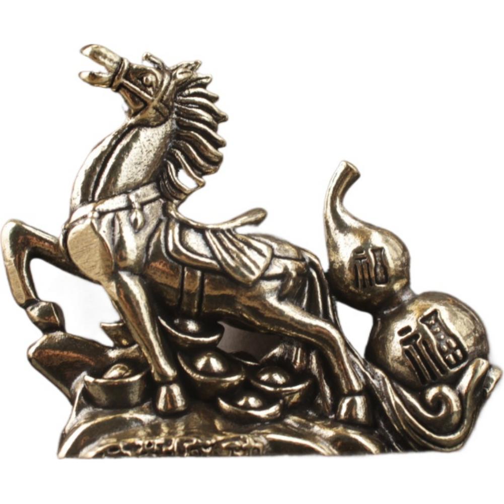 Solid Brass Horse Figurine Wealth Attraction Statue Desktop Decor Antique Ornament Gift For Office Home Feng Shui Collectible