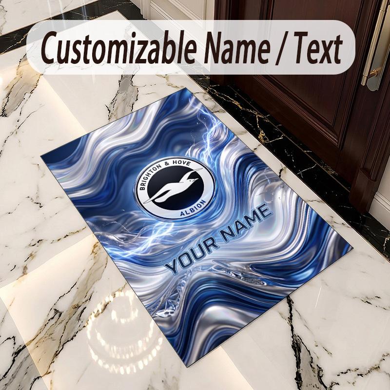 Crystal Velvet Rug Brighton & Hove Albion Football Print Custom Name Text Floor Mat Home Decor