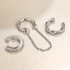 3pcs Set Trendy Personality Micro-inlay Zircon Geometry C Shape  Fake Piercing Clip Earrings for Women No Ear Holes Jewelry Sets